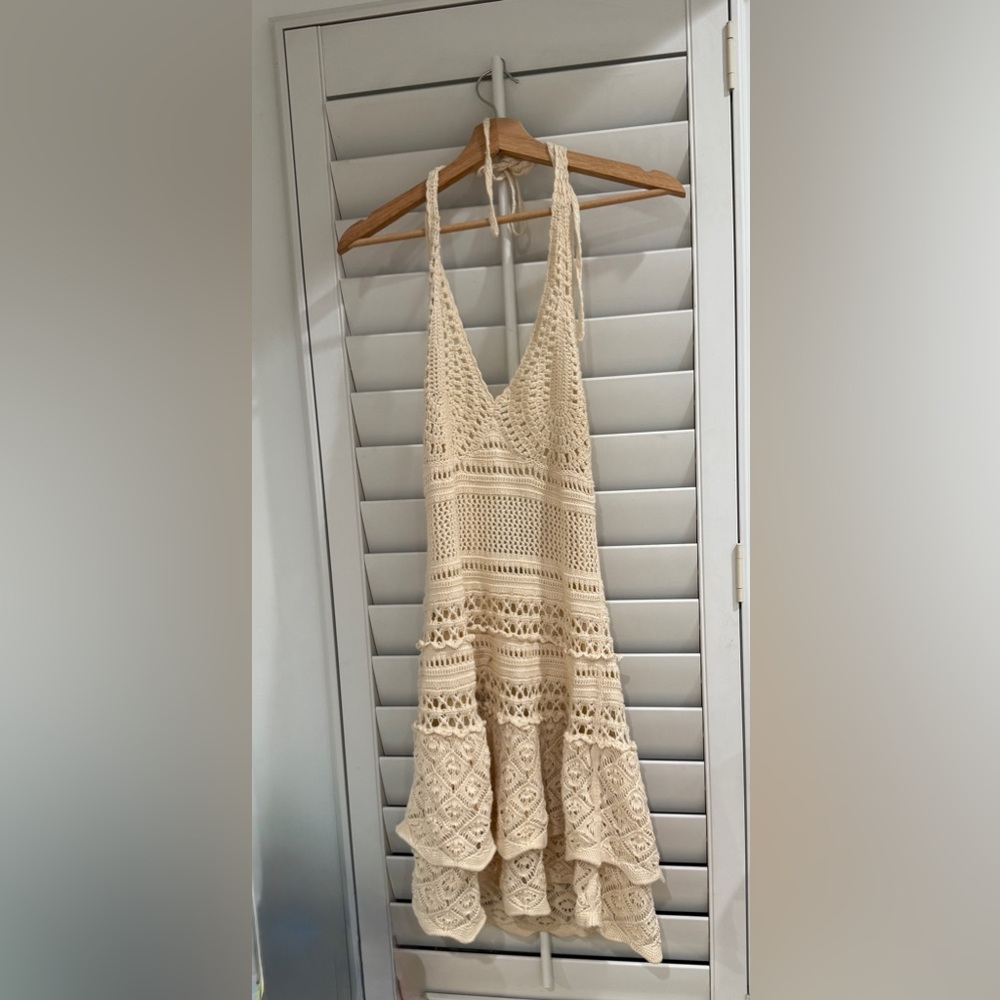 Vintage Crochet Halter Midi Dress